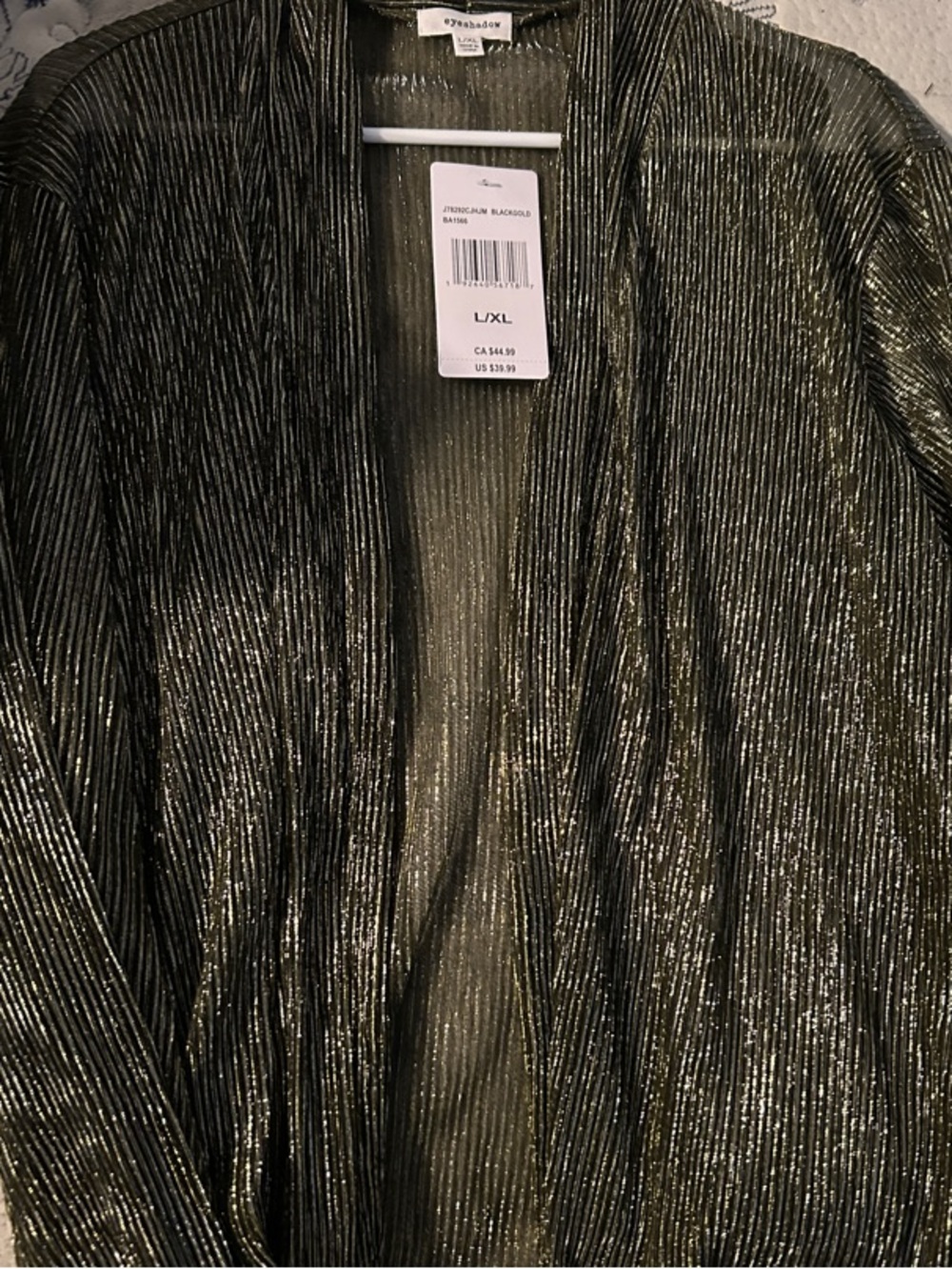 ⭐️NWT⭐️EyeShaDow-Eloquii Olive Green Metallic Open-Front Ribbed Cardigan